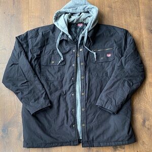 Wrangler Men’s Black Canvas Hooded Work Jacket 2XL Heavy Duty 55253